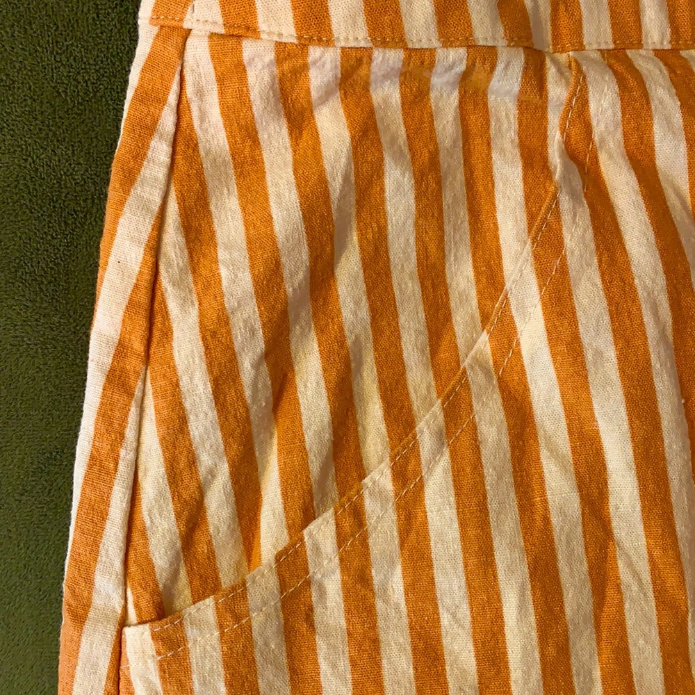 Urban Outfitters Rosie Ruffle Skirtall Overall Orange Stripe, XS - Picture 8 of 15